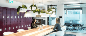 Conference room with light fixtures