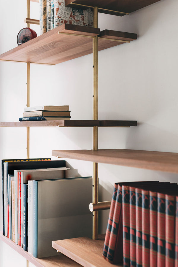 Brass rail shelf customizable system