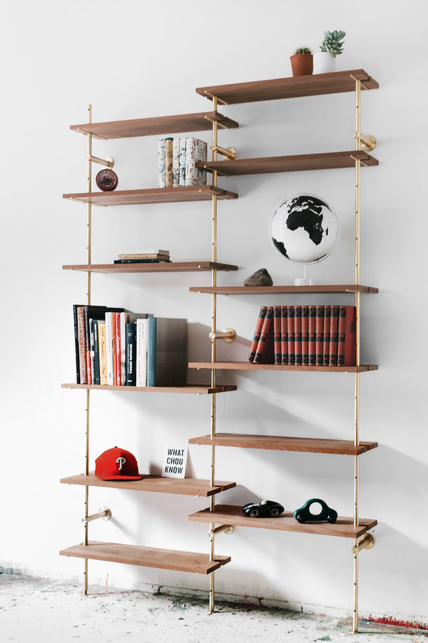 Brass rail shelf customizable system
