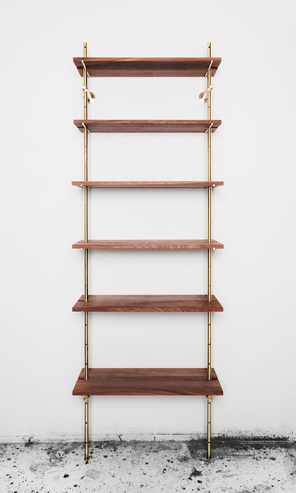 Brass rail shelf customizable system
