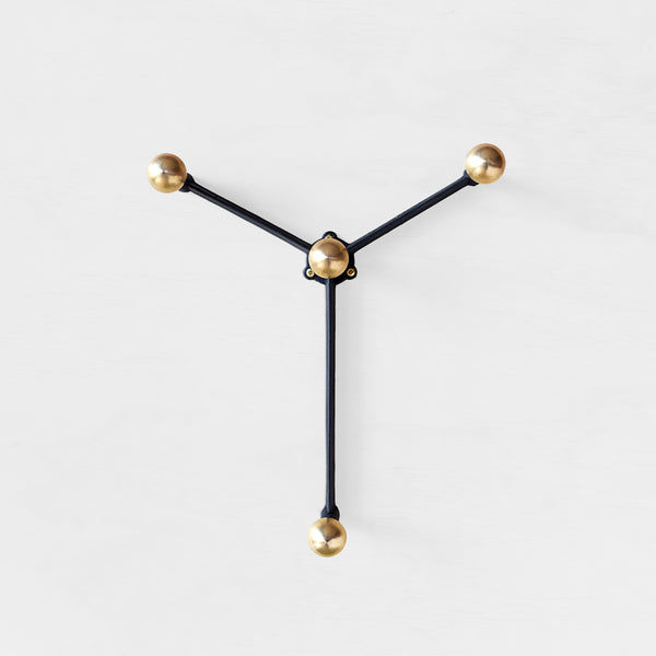 Yoke Wall hook with brass knobs