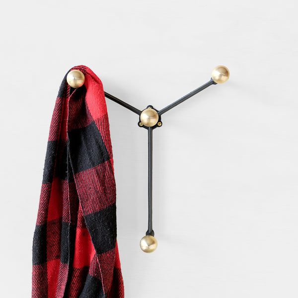 Yoke Wall hook with brass knobs