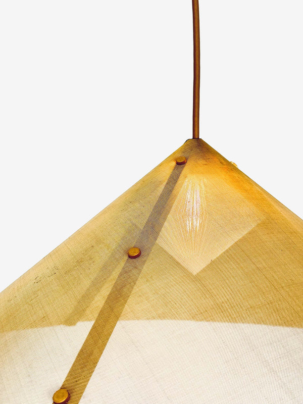 modern pendant light made of brass wire mesh