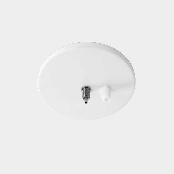 Our white 5-inch ceiling canopy works with Babylon Light, Well Planter Light and Hemisphere Pendant or any other hanging pendant light with a suspension cable and electrical cord